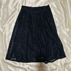 Black Striped A-Line Skirt